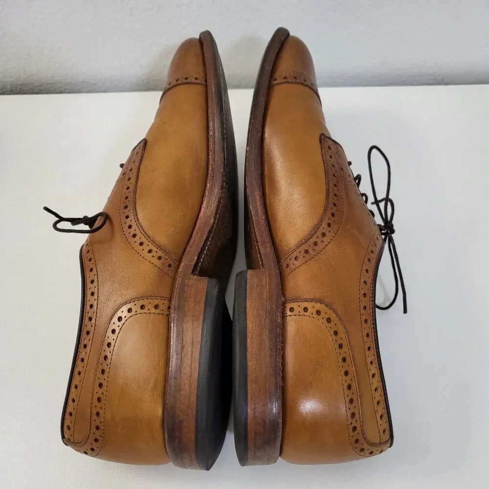ALLEN EDMONDS Colton Dress Shoes Men 11 Brown Tan Leather Captoe Brogue Oxford